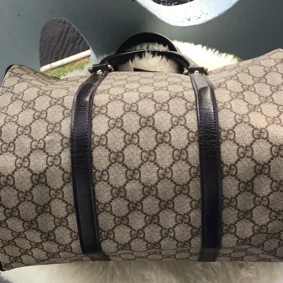 Authentic Gucci Monogram GG Plus Boston Top Zip Tote - Picture 3 of 16